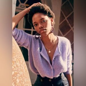 Sezane Gaspard Cardigan Sweater Lilac